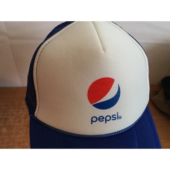 Pepsi Hat Vintage Truckers Cap Otto Mesh Adjustable Blue Logo One Size Snapback - Picture 9 of 9